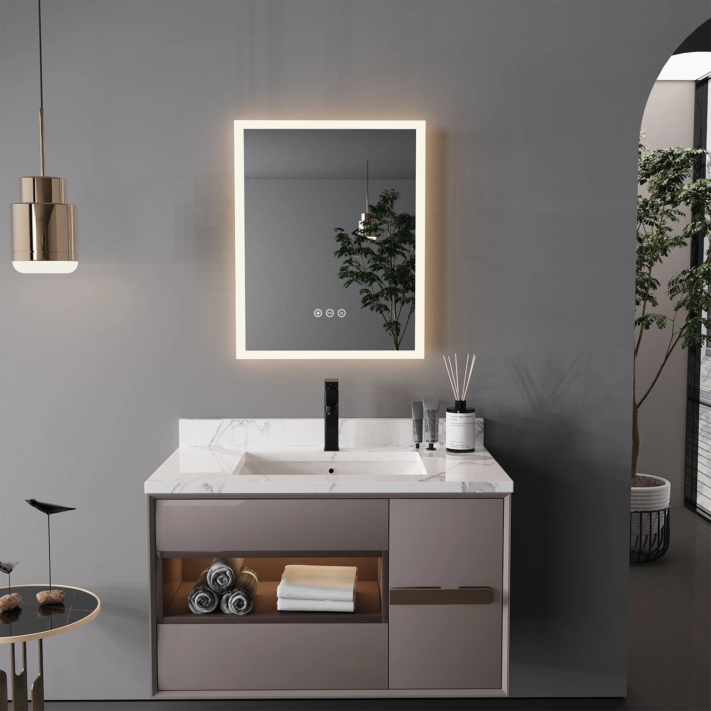 LED Bathroom Mirror 16x20 Anti-Fog Smart Touch